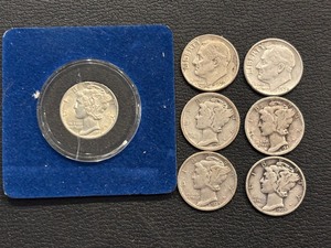 lot 28 image: Mercury and Roosevelt Silver Dimes