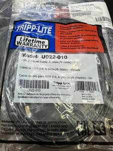 lot 47 image: Tripplite 10 foot USB 2.0 Gold AB cable pack of 10