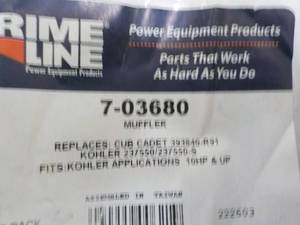 lot 97 image: Prime Line Muffler 7-03680...