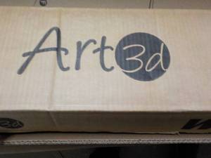 lot 213 image: Home Depot Art 3D Wood Slat Wall Pa...