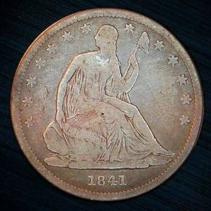lot 8 image: Scarce 1841 Liberty Seated Half Dollar VG - Only 310k minted