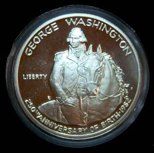 lot 32 image: Proof 1982 Washington 250th Anniv Silver Half Dollar in Sealed Capsule