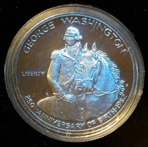 lot 33 image: Proof 1982 Washington 250th Anniv Silver Half Dollar in Sealed Capsule