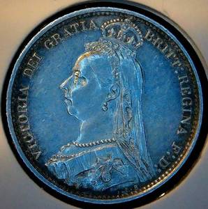 lot 37 image: 1887 AU Great Britain Silver Six Pence 2nd Portrait, 2nd Reverse - Details