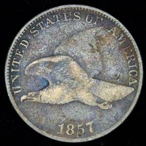 lot 40 image: 1857 Flying Eagle Cent, Original Surfaces, VG
