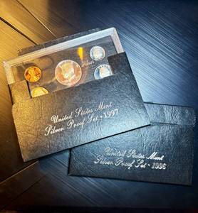 lot 48 image: 1996 & 1997 Silver Proof Sets wSleeves & COAs, just shy of 1.25oz ASW