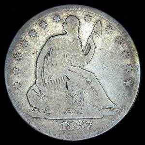 lot 49 image: Better Date 1867 Seated Half Dollar - Details