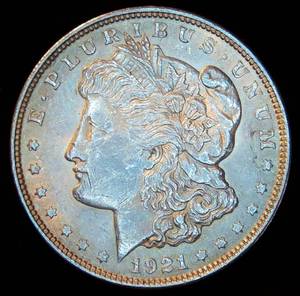 lot 62 image: AU 1921 Morgan Silver Dollar, Original Surfaces