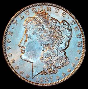 lot 83 image: Uncirculated 1887 P Morgan Silver Dollar, Original Surfaces wnear Full Luster