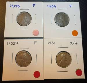 lot 92 image: Collection of (4) Wheat Cents