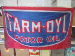 lot 34 image: (FS) 3 ft x 5 ft Farm-Oyl Motor Oil...