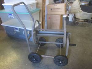 lot 153 image: (RMC) Metal Garden Hose Reel Cart O...