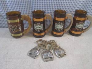 lot 202 image: (BSB) 4 Vintage Grain Belt Mugs, 3 ...