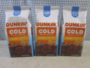 lot 218 image: (B-3) 3 Bags of Dunkin Cold Carame...