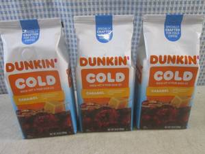 lot 219 image: (B-3) 3 Bags of Dunkin Cold Carame...