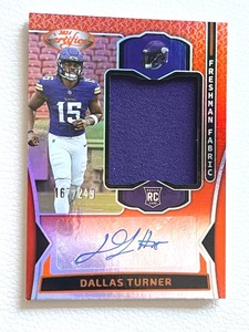 lot 16 image: 2024 Dallas Turner Panini Certified RC Auto Patch 167249 #FMS-DTR Football Card