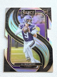 lot 23 image: 2024 J.J. McCarthy Panini Select Premier Level RC Die Cut Prizm #134 Football Card