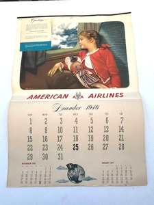 lot 8 image: Rare 1947 American Airlines Calendar (17 x 24) - Complete, No Missing Months