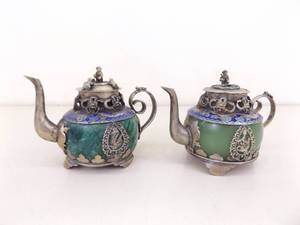 lot 22 image: Pair of Asian Jade Teapots