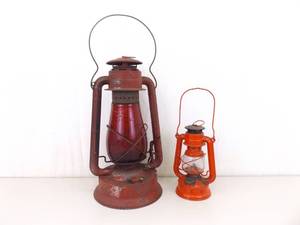 lot 30 image: Vintage Red Deitz and Red FeuerHand Sturmfest Super Baby Oil Lanterns