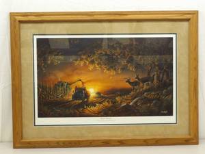 lot 36 image: Wood Framed 33 x 24 Terry Redlin Sunset Harvest