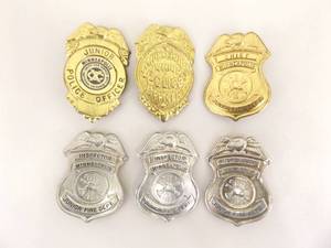 lot 52 image: Lot of 6 Vintage Minneapolis Junior Police and Fire Badges