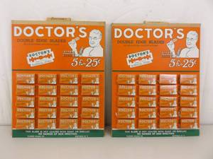 lot 58 image: Lot of 2 In Original Box COMPLETE Doctors Razor Blade Counter Displays