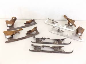 lot 60 image: 3 Pairs of Antique Metal Ice Skates