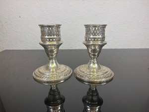 lot 63 image: 2 La Pierre .925 STERLING SILVER Candle Holders