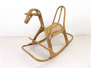 lot 91 image: Mid-Century Modern Rattan Rocking Horse