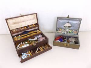 lot 141 image: 2 Jewelry Boxes FULL of Costume Jewelry 