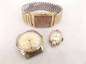 lot 143 image: Vintage Gold Filled Longines, Lord Elgin, and Benrus Wind up Watches