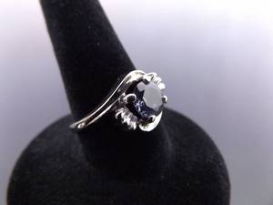 lot 108 image: 10k White Gold Pink Sapphire Ring Size 5.75