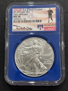 lot 18 image: 2018 Silver Eagle NGC MS70 Tough as They Come