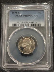 lot 20 image: 1998-S Jefferson Nickel Proof PCGS PR69 Deep Cameo
