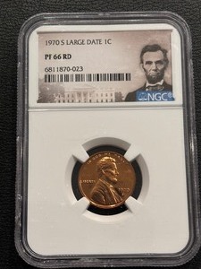 lot 27 image: 1970-S  Lincoln Cent Proof NGC PF66 Red Large Date