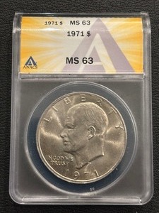 lot 28 image: 1971 Eisenhower Dollar ANACS MS63