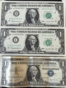 lot 88 image: 1957 A Silver Certificate and 1963 Federal Reserve Notes