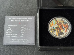 lot 60 image: 1 Ounce .999 Fine Silver Dollar by Mesa Grande Sovereign Nation