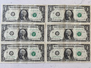 lot 87 image: 1969 Green Seal $1 Dollar Federal Reserve Notes Uncirculated Consecutive
