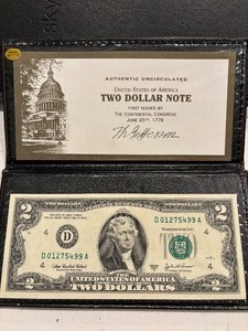 lot 185 image: 2003 A $2 Dollar Note