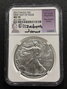 lot 153 image: 2017 Silver Eagle NGC MS70