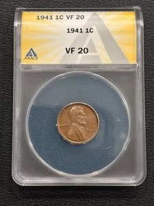 lot 158 image: 1941 Lincoln Cent ANACS VF20