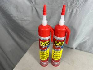 lot 114 image: 2 Cans of Flex Caulk with Trigger Flow Nozzle - Clear