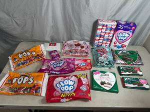 lot 130 image: Assorted Candy, Andes Mints, Blow Pops, Tootsie Pops, Cotton Candy, and More