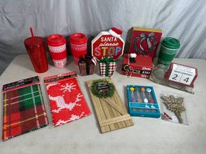 lot 131 image: Assorted New Christmas Decoration and Household Items