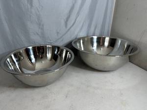lot 274 image: 2 New Large Bene Casa Stainless Steel Mixing Bowls