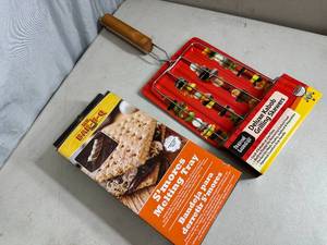 lot 307 image: New Deluxe Kabob Grilling Skewers and SMores Melting Tray