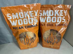 lot 313 image: 2 New Bags of Smokey Woods Oak and Pacan Wood Smoking Chunks