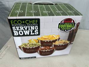 lot 336 image: New 4 pc Football Shaped Serving Bowls